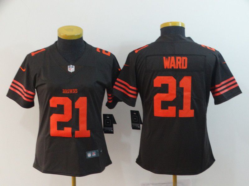 Women Cleveland Browns #21 Ward brown Nike Vapor Untouchable Limited Playe NFL Jerseys